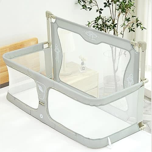 Bedside Crib - 3 in 1 Baby Bassinet, Portable Crib and Bed Rail for Co-Sleeping Babies. Bed Side Lifting Fence with Adjustable Height，Easy to Assemble,Bed Rail for Toddlers