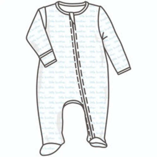 Little Brother Print Zip Footie