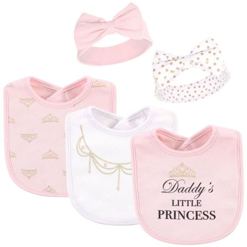 Little Treasure Baby Girl Cotton Bib and Headband Set 5pk, Daddys Princess, One Size