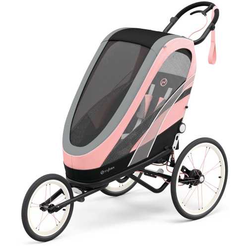 CYBEX Zeno Multisport Trailer Bundle - Black/Pink Frame + Silver Pink Seat Pack