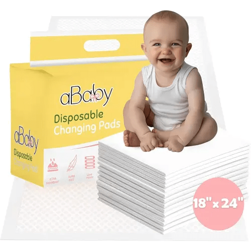 Disposable Changing Pads for Baby (50 Pack) Super Soft and Ultra Absorbent Baby Changing Pad - Leak Proof Diaper Changing Pads for Stress-Free Baby Diaper Changes - White