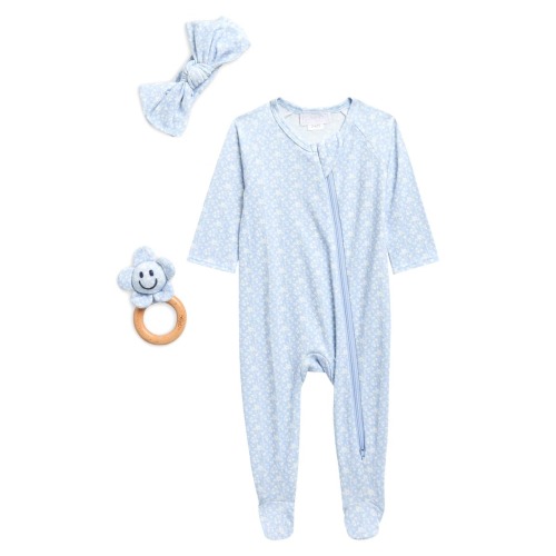 Toby Colorblock Watercolor Footie, Headband & Teether Set | Nordstromrack
