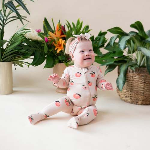 Zippered Footie in Peach 3-6mo