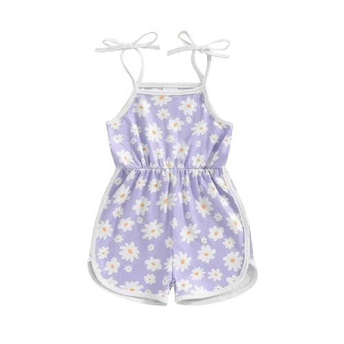 WZTYYDS Toddler Baby Girl Summer Clothes Floral Romper Tie-Up Strap Halter Jumpsuit Infant Summer Sling Playsuit 6M-3T