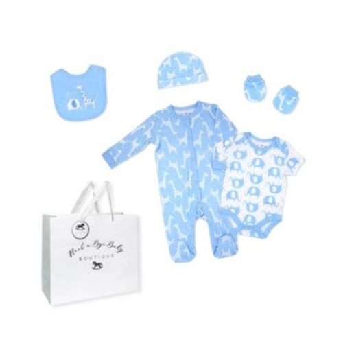 Baby Boys Blue Safari Layette, 5 Piece Set