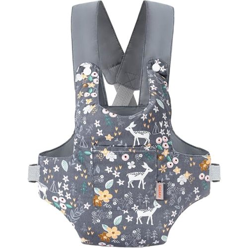 GAGAKU Toy Baby Carrier for Dolls Doll Accessory Stuffed Animal Carrier for Kids with Adjustable Straps - Grey Deer