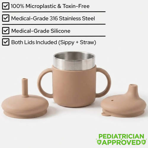 PureSip™ Steel & Silicone Training Cup | 3-in-1 – NonToxicToddler