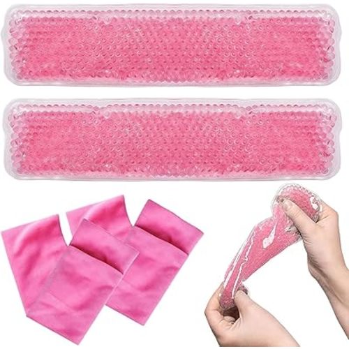 Perineal Ice Pack Set, Reusable Hot and Cold Therapy Pads with 2 Covers for Postpartum Recovery and Hemorrhoid Relief, Pink, 4-Piece Set