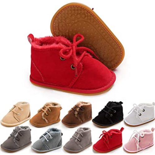 Meckior Baby Booties Newborn Infant Unisex Baby Girls Boys Velvet Rubber Anit-Slip Sole Shoes Toddler Fleece Cozy Winter Warm Prewalker Boots