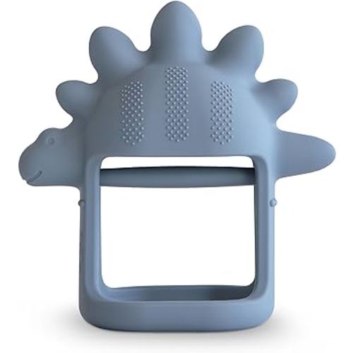 mushie Silicone Baby No-Drop Dino Teether Toy