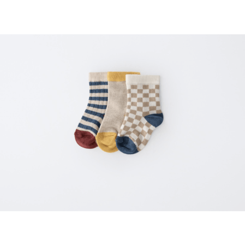 THREE-PACK STRIPED AND PLAID SHORT SOCKS - Zara