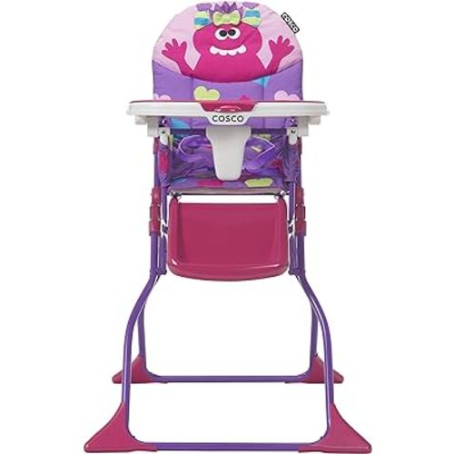 Cosco Kids Folding High Chair for Babies and Toddlers (from 6 Months to 50 lbs) Simple Fold Deluxe with 3-Position Tray, Portable High Chair, Monster Shelley