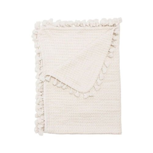 Birch Tassel Waffle Knit Cotton Baby Blanket, One Size