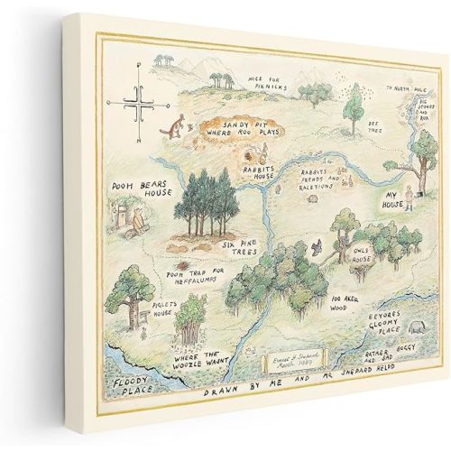 Winnie the Pooh Canvas - Hundred Acre Woods Map Print