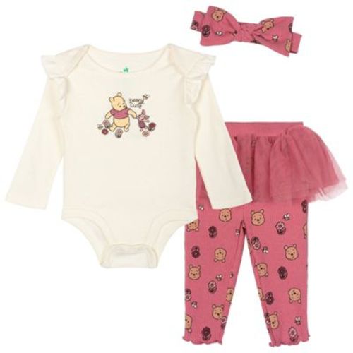 Disney Winnie the Pooh Baby Girls' Ruffled Creeper and Mesh Tutu Pants Outfit with Headband Tusk Piglet 12 Months