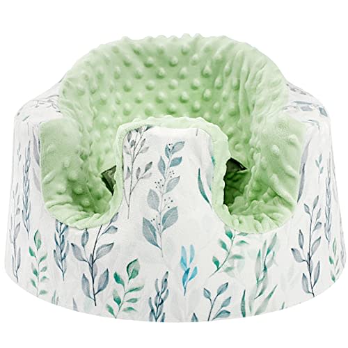DILIMI Minky Seat Cover Compatible with Bumbo Seat, Removable Ultra Soft Comfortable Warm Seat Slipcover for Baby Girl and Boy, Green Leaf