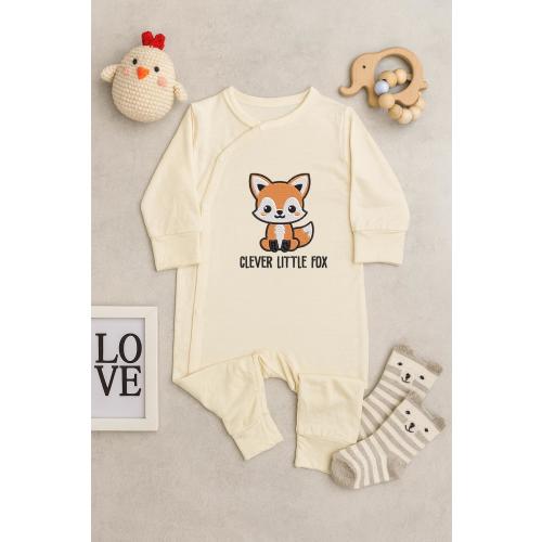 Clever Little Fox Embroidered Baby Bodysuit, Cute Woodland Animal Outfit For Newborn, Soft Cotton Romper Gift For Baby Shower