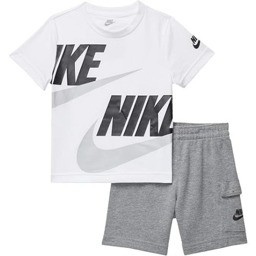 Nike Baby Boy's Sportswear T-Shirt and Cargo Shorts Set (Toddler) Carbon Heather 3 Toddler