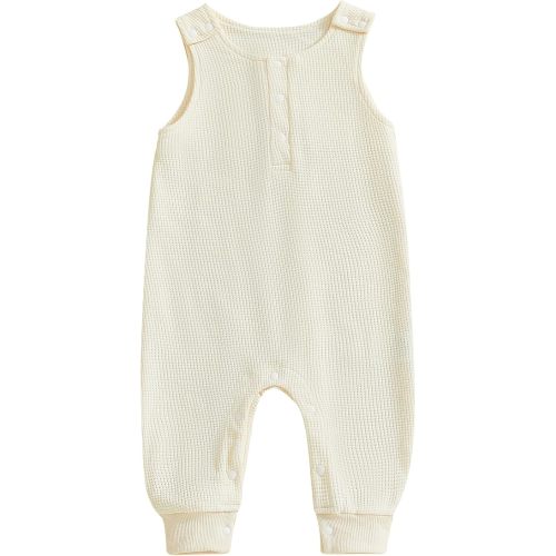 BeQeuewll Spring Summer Newborn Baby Boy Girl Clothes Sleeveless Knit Romper Crew Neck Loose Jumpsuit Infant One Piece Outfit