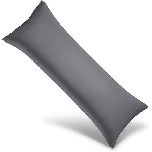 Body Cooling Pillowcase Long Pillow Case Breathable Cool Silky Soft Rayon Derived from Bamboo Fabric, Hair and Skin Friendly, Dark Grey, 1 Pack, 20x54IN