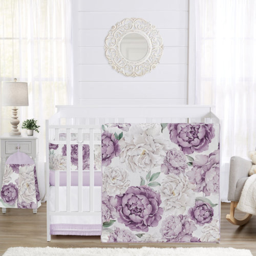 Sweet Jojo Designs Peony Floral Garden 6 Piece Crib Bedding + BreathableBaby Breathable Mesh Liner Pad | Wayfair