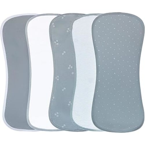 Ely's & Co. Baby Burp Cloths - 5pc Hourglass Shape with Extra Absorbent - Baby Bibs & Burp Cloths Baby Girl and Baby Boy, Newborn Essentials (Blue Leaf)