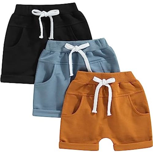 Baby Boys' Toddler 3-Pack Pull-on Jogger Shorts Classic Fit Elastic Waist Shorts Kids Multipacks Pants