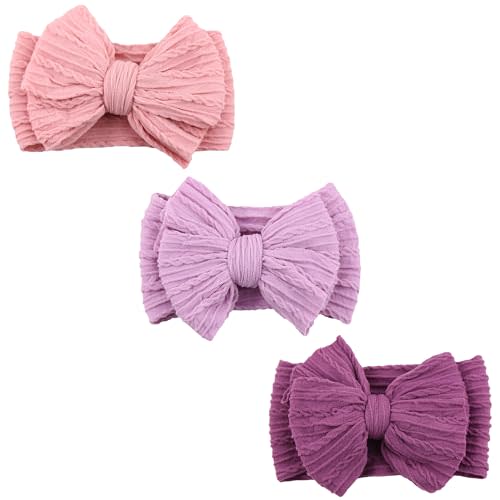 NUARTNOS Baby Nylon Headbands Soft Hair Bow Elastics Hairbands Accessories for Baby Girls Newborn Infant Toddler Kids (Purple)