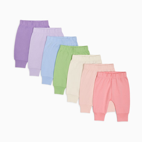 Small Story Organic Cotton Solid Everyday Pant (7 Pack) - Soft Rainbow, 3-6 M