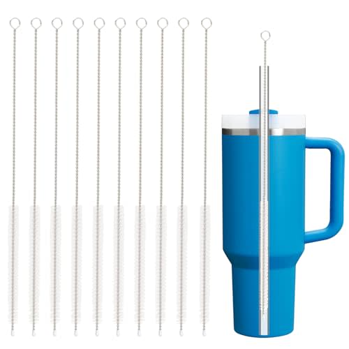 Straw Cleaner Brush for Stanley, 10Pcs Extra Long Straw Cleaning Brush for 40oz 30oz 20oz 14oz Stanley Mug and Cleaning More Glass, Stainless,Bottle and Silicone Straw