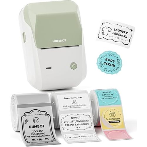 NIIMBOT B1 Label Maker Machine, Thermal Label Printer Easy to Use for Office, Home, Business, Came with 3 Roll Labels(Green)