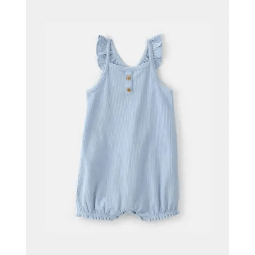 Baby Girl Sleeveless Romper - Blue | Carter's
