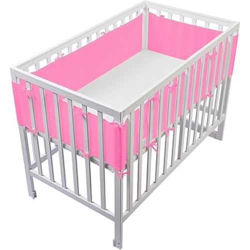 Soft Crib Mesh Liner Crib, New Pink Side Covers,Long Pieces (111in x 11in), Short Pieces(82in x11in),Cover 4 Sides-Pink