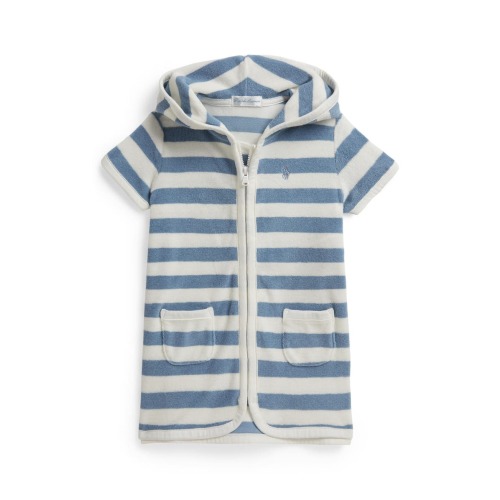 Stripe Hooded Cotton Blend Terry Cover-Up