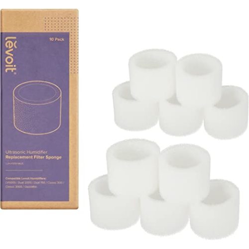 LEVOIT 10-Pack Top Fill Humidifier Replacement Filters, Capture Fine Particles to Improve Humidification Efficiency, Compatible with Dual150, Dual200S, Classic300(S), LV600S, OasisMist450S, White