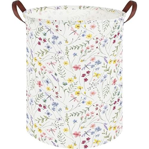 Flower Laundry Hamper,Nursery Hampers,Waterproof folding Boho Flower Plants Kid Laundry Hamper with Handle,Clothes Organizer Basket,Gift Baskets,Room Decor(Butterfly flowers)