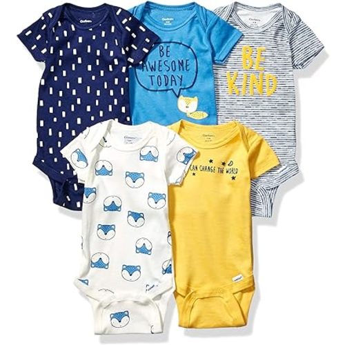 Gerber baby-boys 5-pack Short Sleeve Variety Onesies Bodysuits