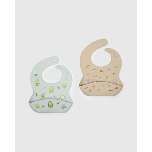 Silicone Bibs Set - Safari / Avocado