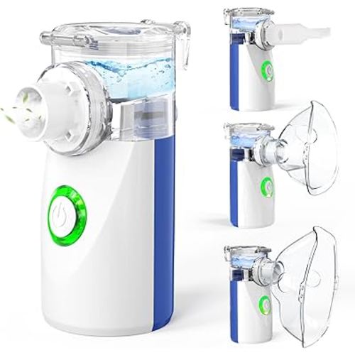 Nebulizer for Adults & Kids, Portable Nebulizer with 2 Masks & Mouthpiece, Quiet Working, 2 Adjustable Mode, Rechargeable Inhaler Machine for Travel & Home Use, Hailie Sensor