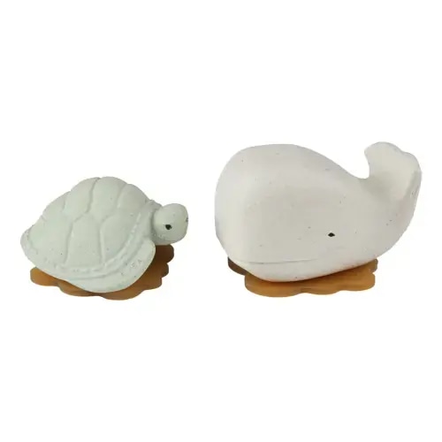 Squeeze'n'Splash Whale & Turtle Bath Toys - Frosty White/Sage