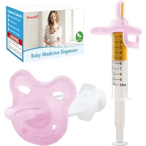 Baby Medicine Dispenser, Baby Medicine Syringe, 0 months and up Baby Pacifiers, 100% Silicone Pacifiers, BPA-Free (Pink)