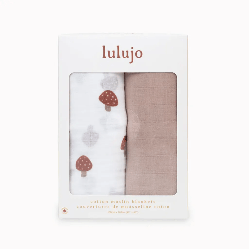 Lulujo - Mousseline en coton - Champignon/Sable (2 unités)