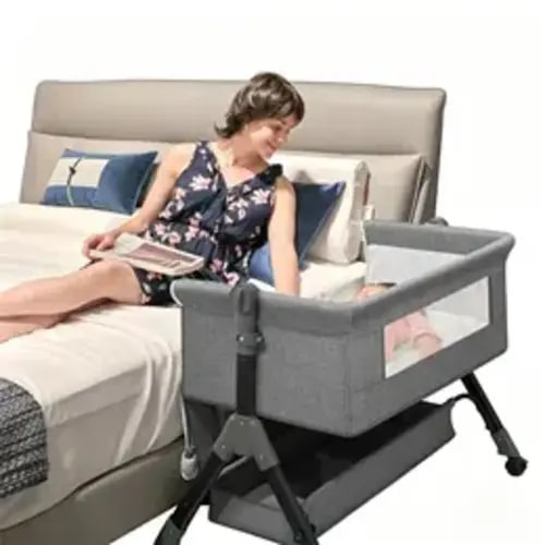 Baby Bassinet, 5-in-1 Rocking Bassinet w/Storage Basket, Double-Lock Design, 7 Adjustable Heights, Soft Mattress & Portable Travel Bag, Bassinet Bedside Sleeper for Newborns Infants - TikTok Shop