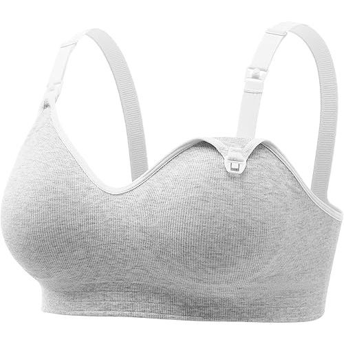 Momcozy Nursing Bras for Breastfeeding, Soft U.S. Cotton Seamless Maternity Bra, Fixed Padding, Wireless Pregnancy