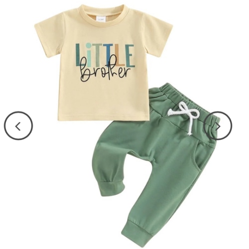 Baby Boy Little Brother Green Pants 2-Piece Outfit Set – The Trendy Toddlers