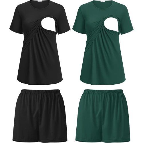 Ekouaer 2 Pack Nursing Pajamas Set