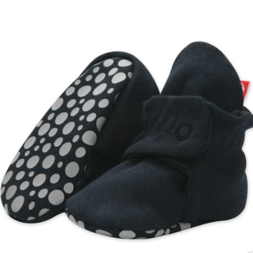 Zutano Cotton Gripper Stay-On Baby Bootie Slipper - Black