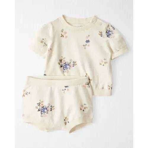Baby Girl 2-Piece Organic Cotton Sweater Knit Set in Blooming Garden Print - Little Planet | Carter's
