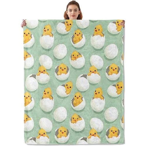 Adorable Chick Blanket - Soft & Lightweight Cozy Flannel Throw - Plush Warm Blankets for Travel, Bedroom, Office, Home Decor - Ideal Gifts for Adults Kids Women Men 60"×50"