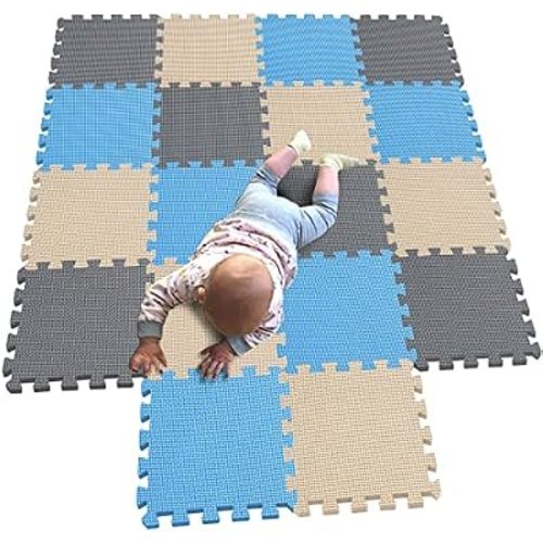 MQIAOHAM® 18 Pieces Puzzle Play Mats, Soft Baby Play Mat, Kids Interlocking Foam Floor Tiles, Carpet Playmats G301018-107110112